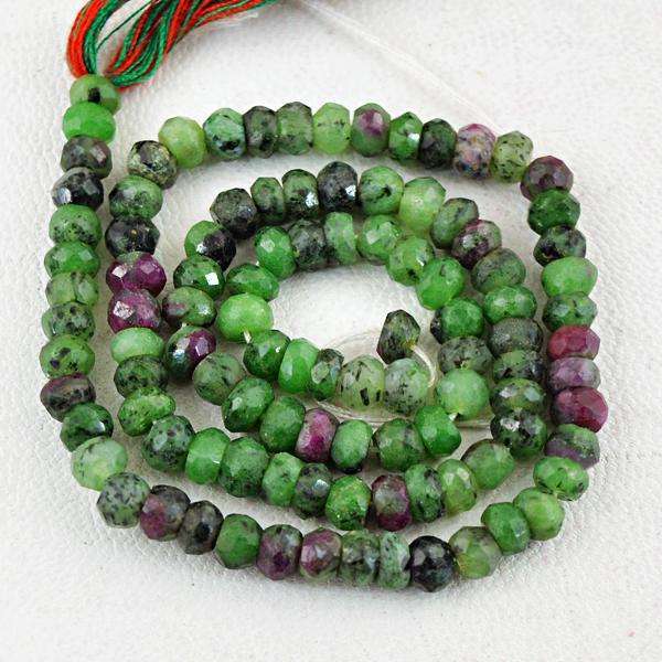 gemsmore:Amazing Ruby Ziosite Round Shape Drilled Beads Strand - Natural Faceted