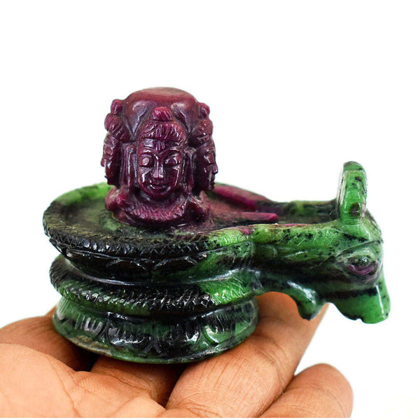 gemsmore:Amazing Ruby Zoisite Hand Carved Genuine Crystal Gemstone Carving Shivaling