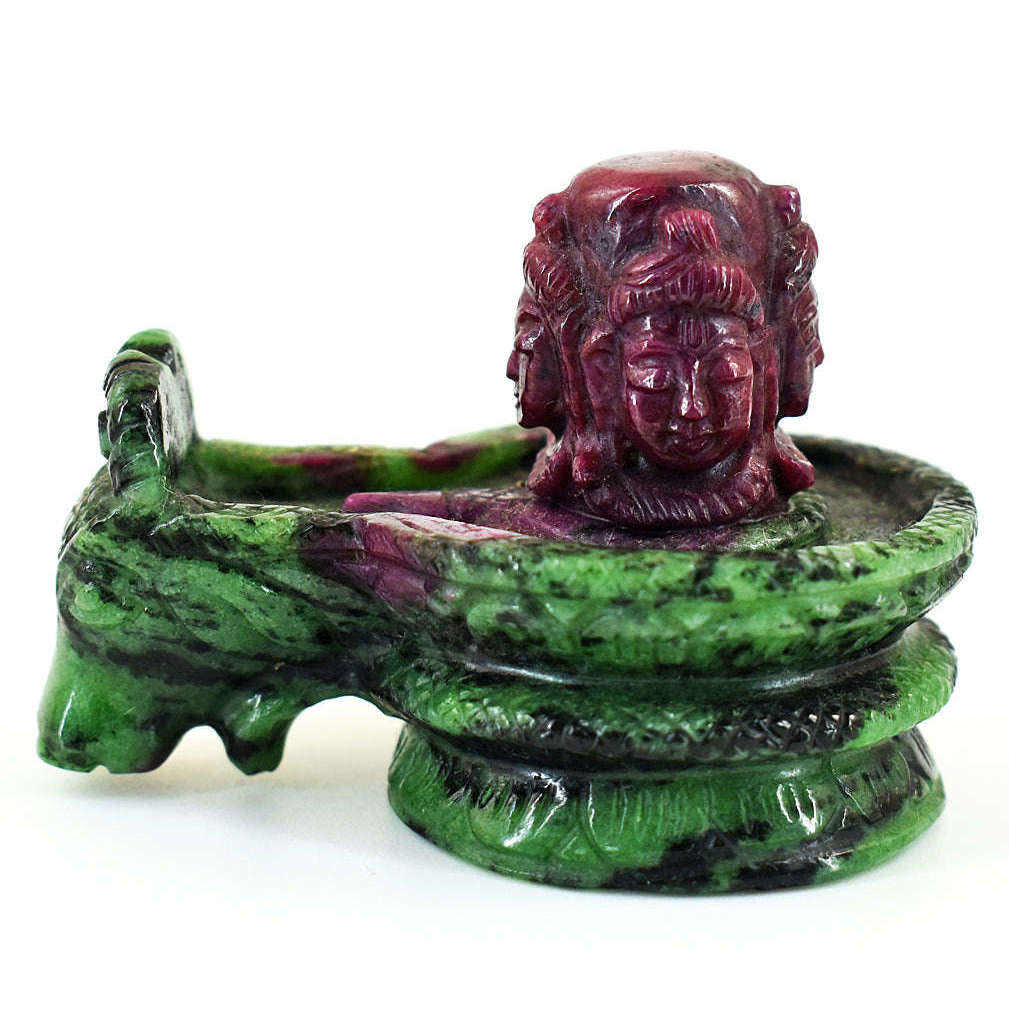 gemsmore:Amazing Ruby Zoisite Hand Carved Genuine Crystal Gemstone Carving Shivaling