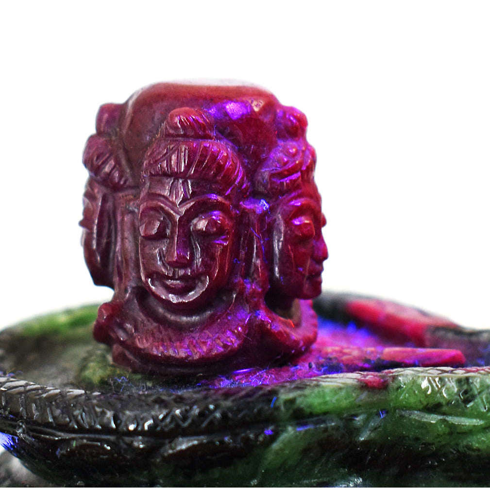 gemsmore:Amazing Ruby Zoisite Hand Carved Genuine Crystal Gemstone Carving Shivaling