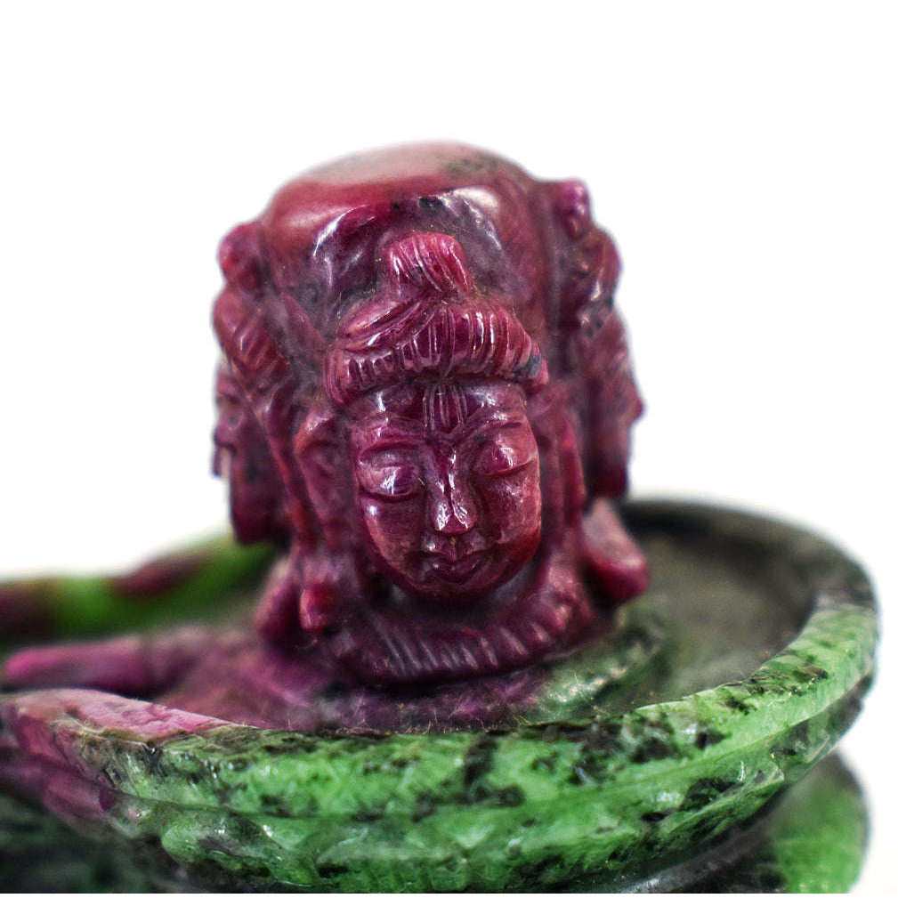 gemsmore:Amazing Ruby Zoisite Hand Carved Genuine Crystal Gemstone Carving Shivaling