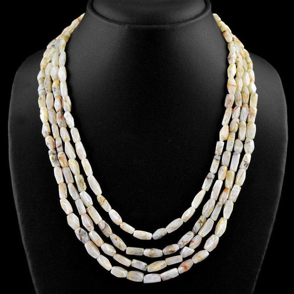 gemsmore:Amazing Rutile Quartz Necklace 4 Strand Natural Faceted Beads