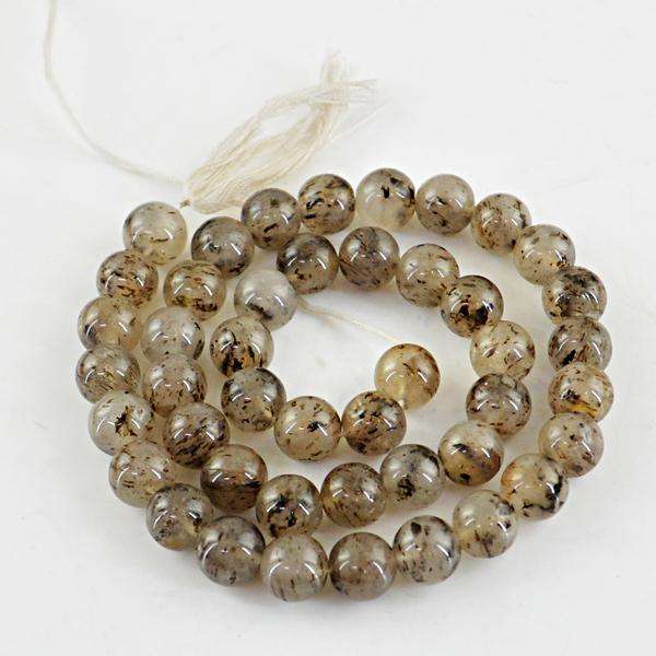 gemsmore:Amazing Rutile Quartz Round Shape Drilled Beads Strand