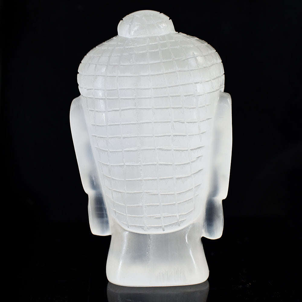 gemsmore:Amazing Selenite Hand Carved Lord Buddha Head