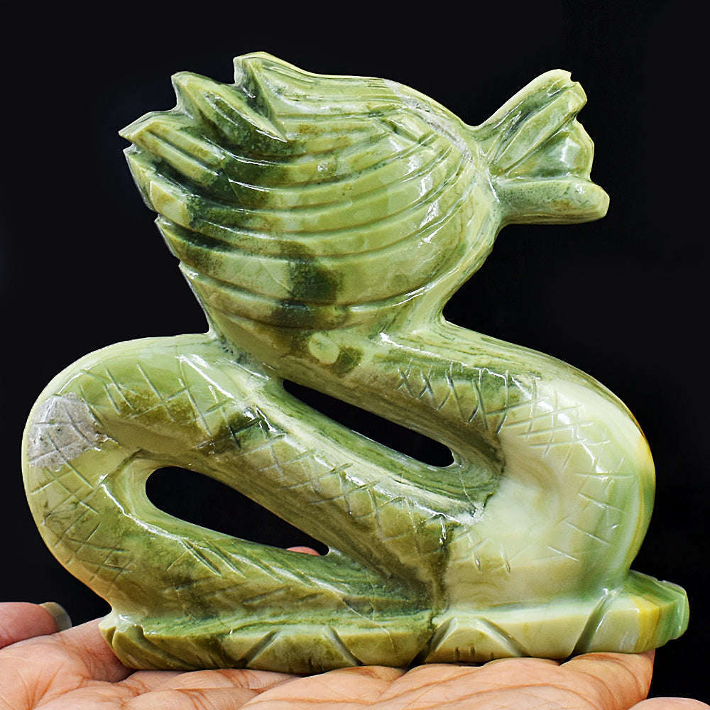 gemsmore:Amazing Serpentine Hand Carved Dragon Carving Real Gemstone