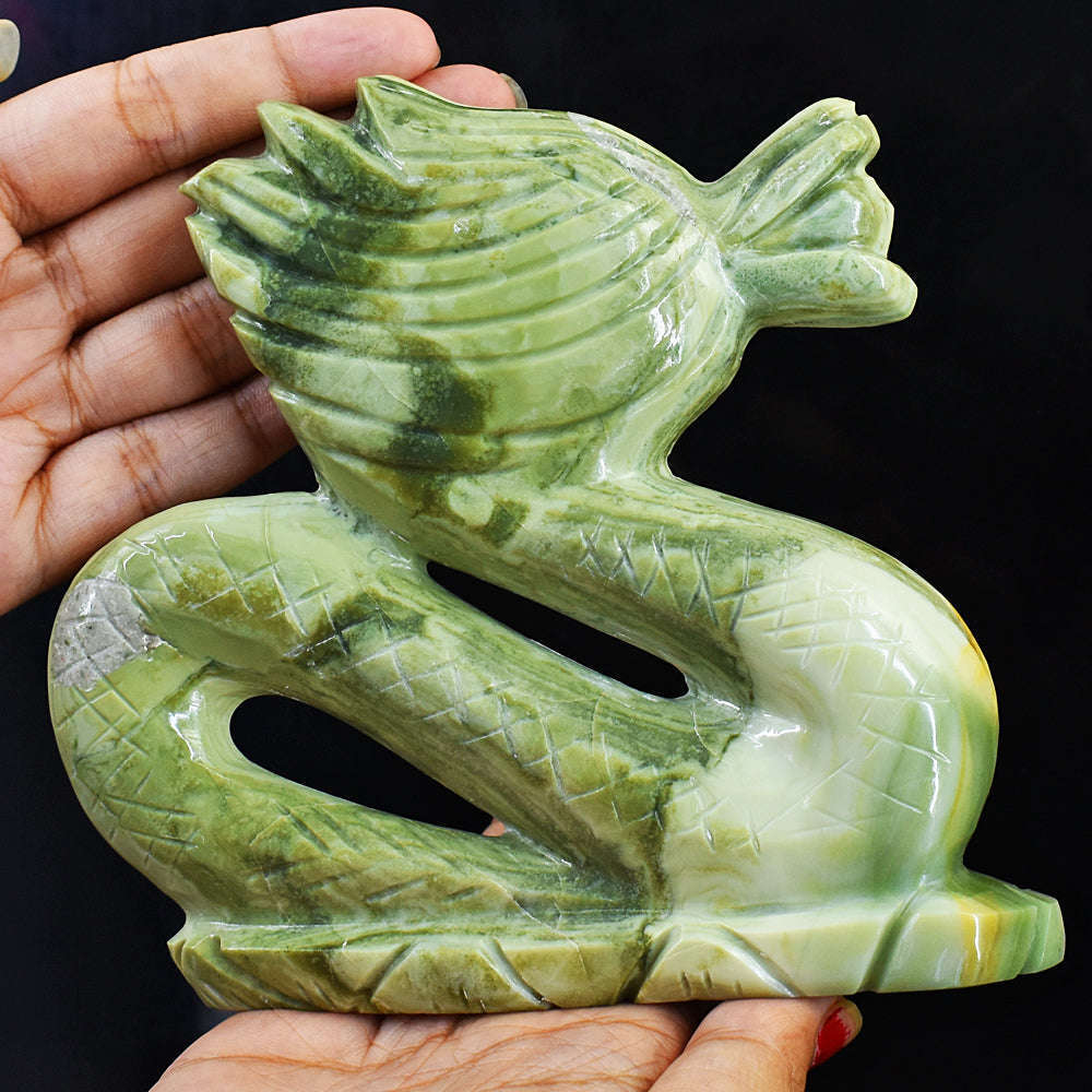 gemsmore:Amazing Serpentine Hand Carved Dragon Carving Real Gemstone