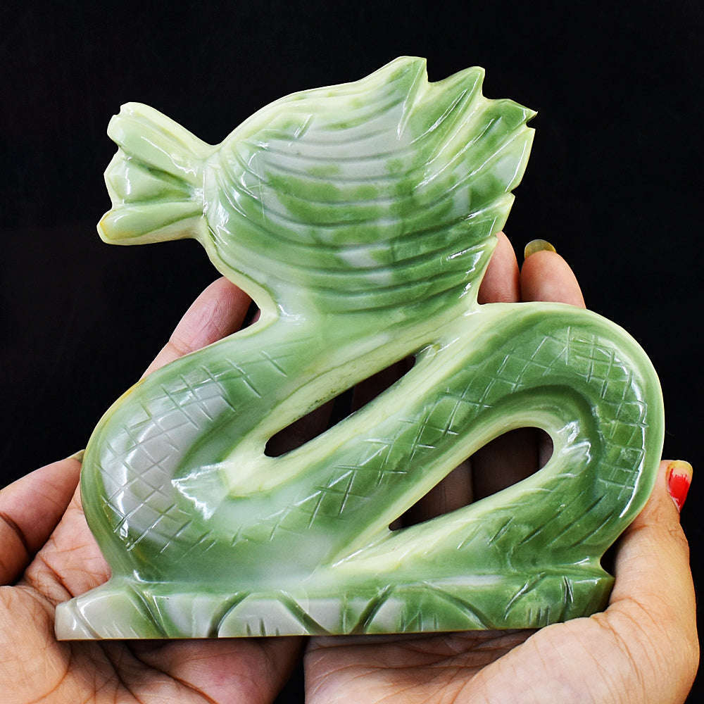 gemsmore:Amazing Serpentine Hand Carved Dragon Carving Real Gemstone