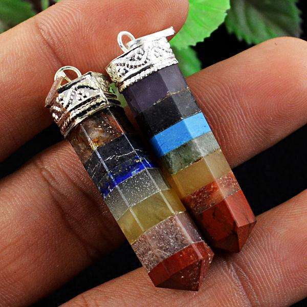 gemsmore:Amazing Seven Chakra Healing Point Pendant Lot