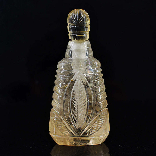 gemsmore:Amazing Smokey Quartz  Hand Carved Genuine Crystal Gemstone Carving Perfume Bottle