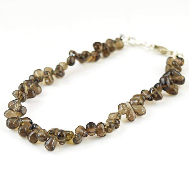 gemsmore:Amazing Smoky Quartz Bracelet Natural Tear Drop Beads