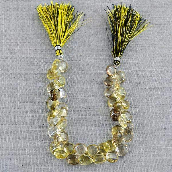 gemsmore:Amazing Smoky Quartz Drilled Beads Strand Natural Pear Shape