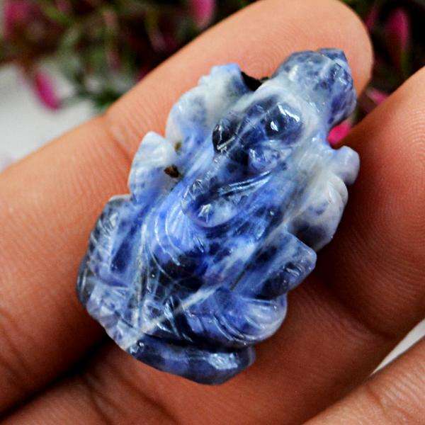gemsmore:Amazing Sodalite Carved Healing Ganesha Gemstone