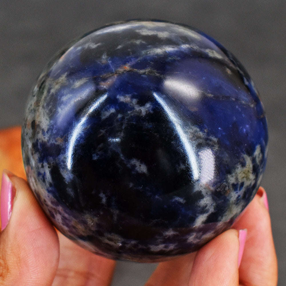 gemsmore:Amazing Sodalite Hand Carved Crystal Healing Sphere Gemstone