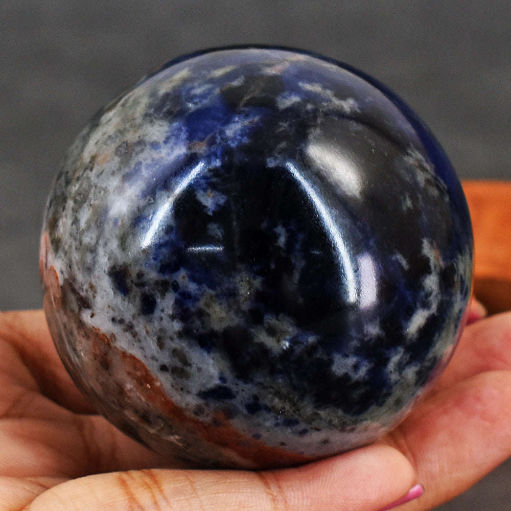 gemsmore:Amazing Sodalite Hand Carved Crystal Healing Sphere Gemstone