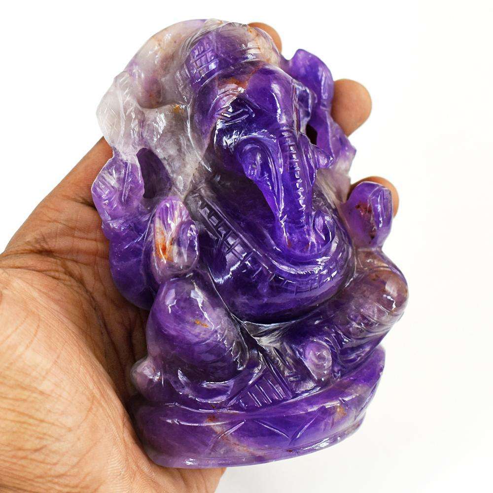 gemsmore:Amazing Super Seven Amethyst Hand Carved Lord Ganesha