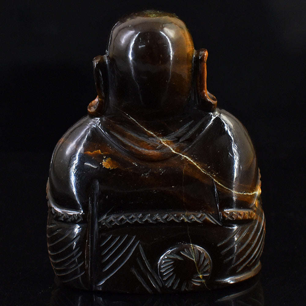 gemsmore:Amazing  Tiger Eye Hand Carved Genuine Crystal Gemstone Carving Laughing Buddha