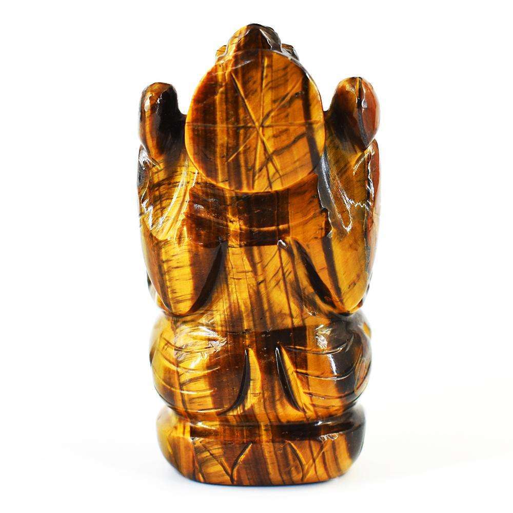 gemsmore:Amazing Tiger Eye Hand Carved Genuine Crystal Gemstone Carving Lord Ganesha