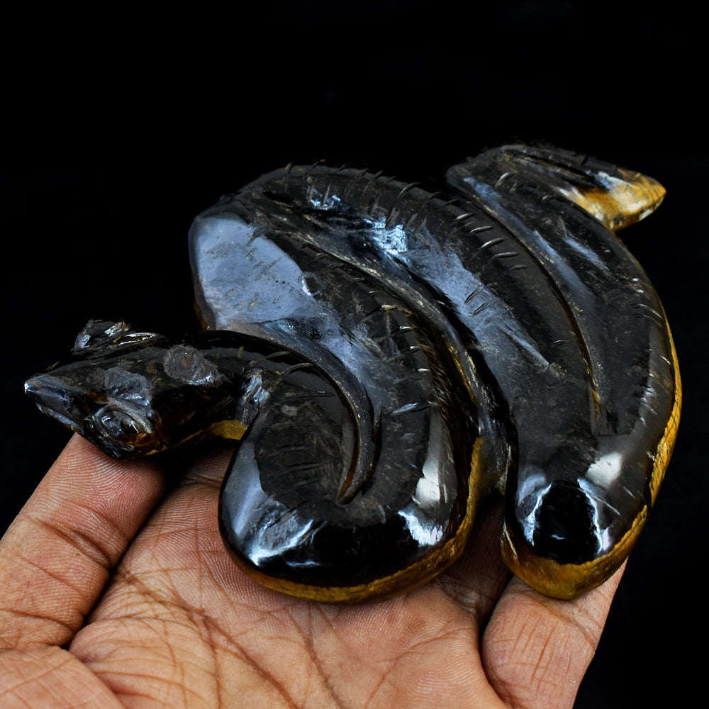 gemsmore:Amazing Tiger Eye Hand Carved Genuine Crystal Gemstone Carving Snake