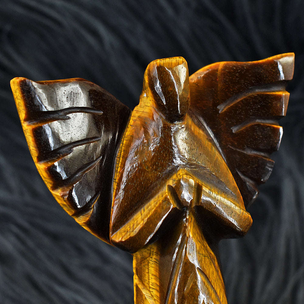 gemsmore:Amazing Tiger Eye Hand Carved Healing Praying Angel