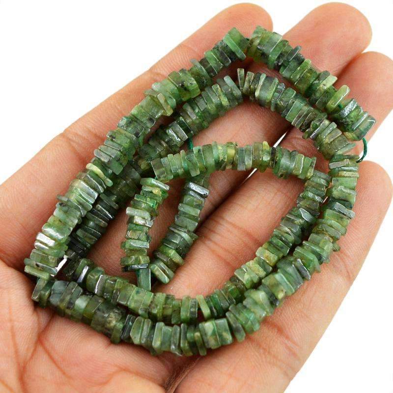 gemsmore:Amazing Untreated Emerald Beads Strand - Natural Drilled
