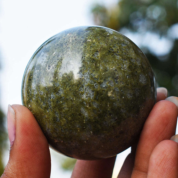 gemsmore:Amazing Vessonite Garnet Healing Hand Carved Crystal  Sphere