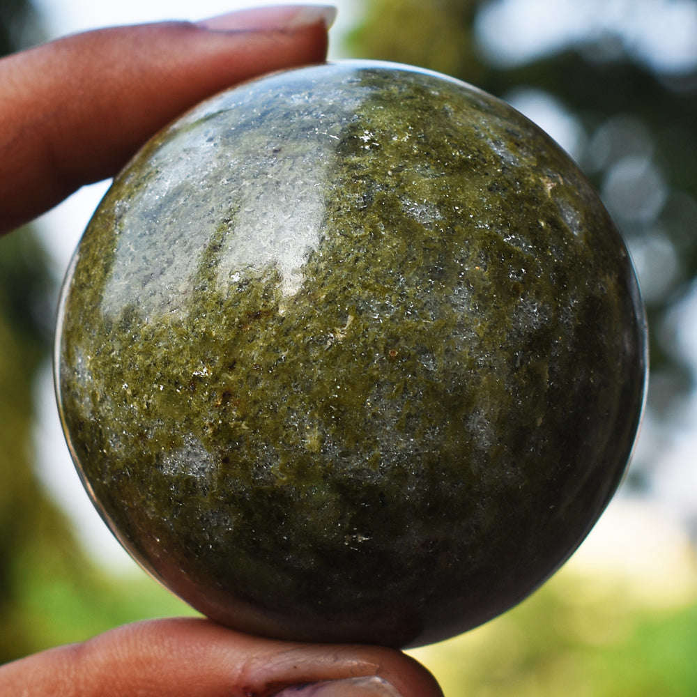 gemsmore:Amazing Vessonite Garnet Healing Hand Carved Crystal  Sphere