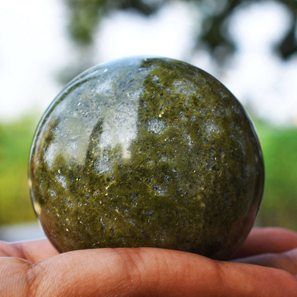 gemsmore:Amazing Vessonite Garnet Healing Hand Carved Crystal  Sphere