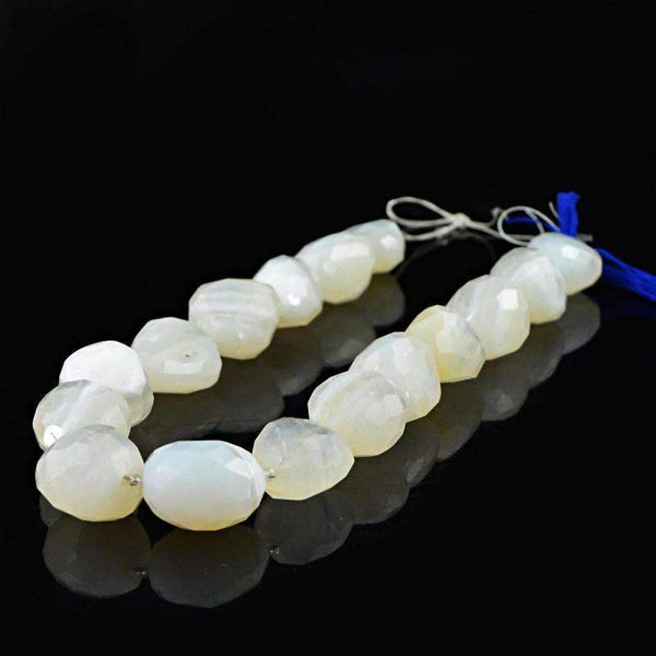 gemsmore:Amazing White Agate Beads Strand Natural Faceted Drilled