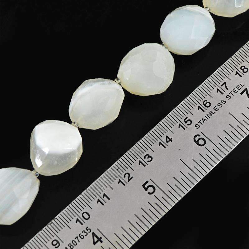 gemsmore:Amazing White Agate Beads Strand Natural Faceted Drilled