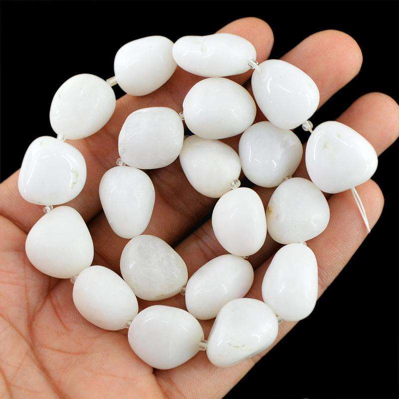 gemsmore:Amazing White Agate Drilled Beads Strand - Natural Untreated