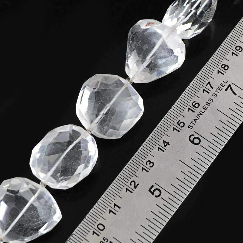 gemsmore:Amazing White Quartz Beads Strand Natural Faceted Drilled