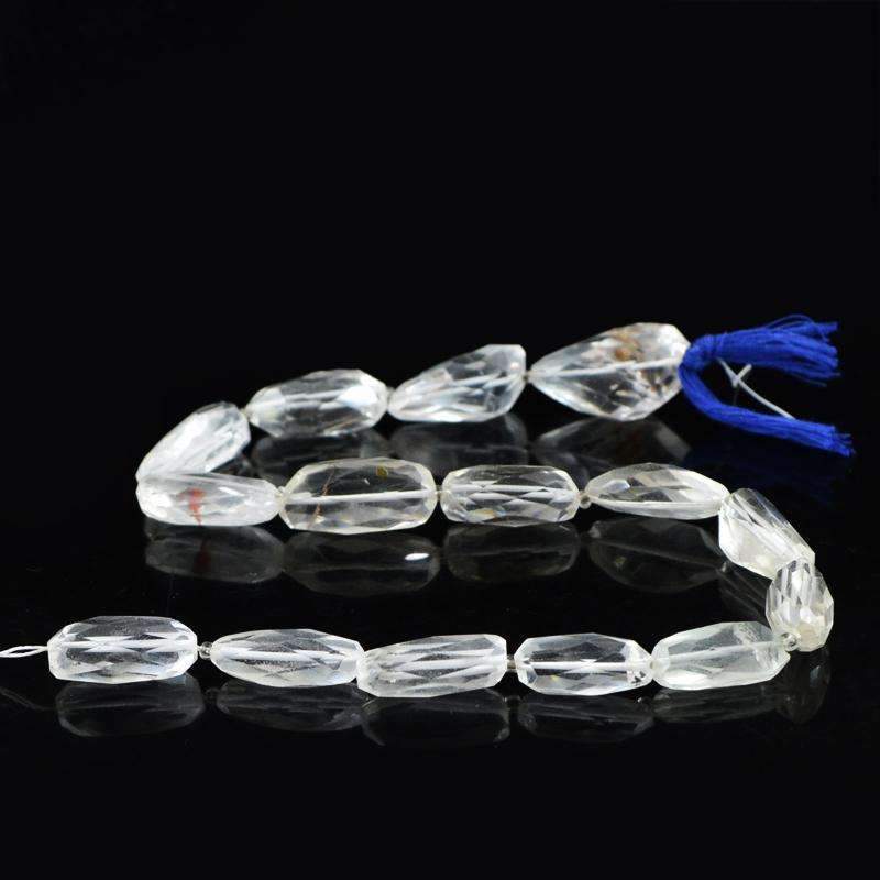 gemsmore:Amazing White Quartz Beads Strand Natural Faceted Drilled