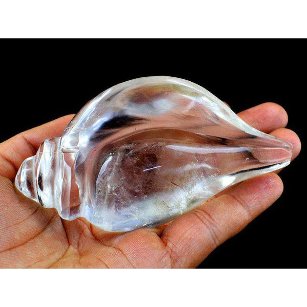 gemsmore:Amazing White Quartz Hand Carved Conch