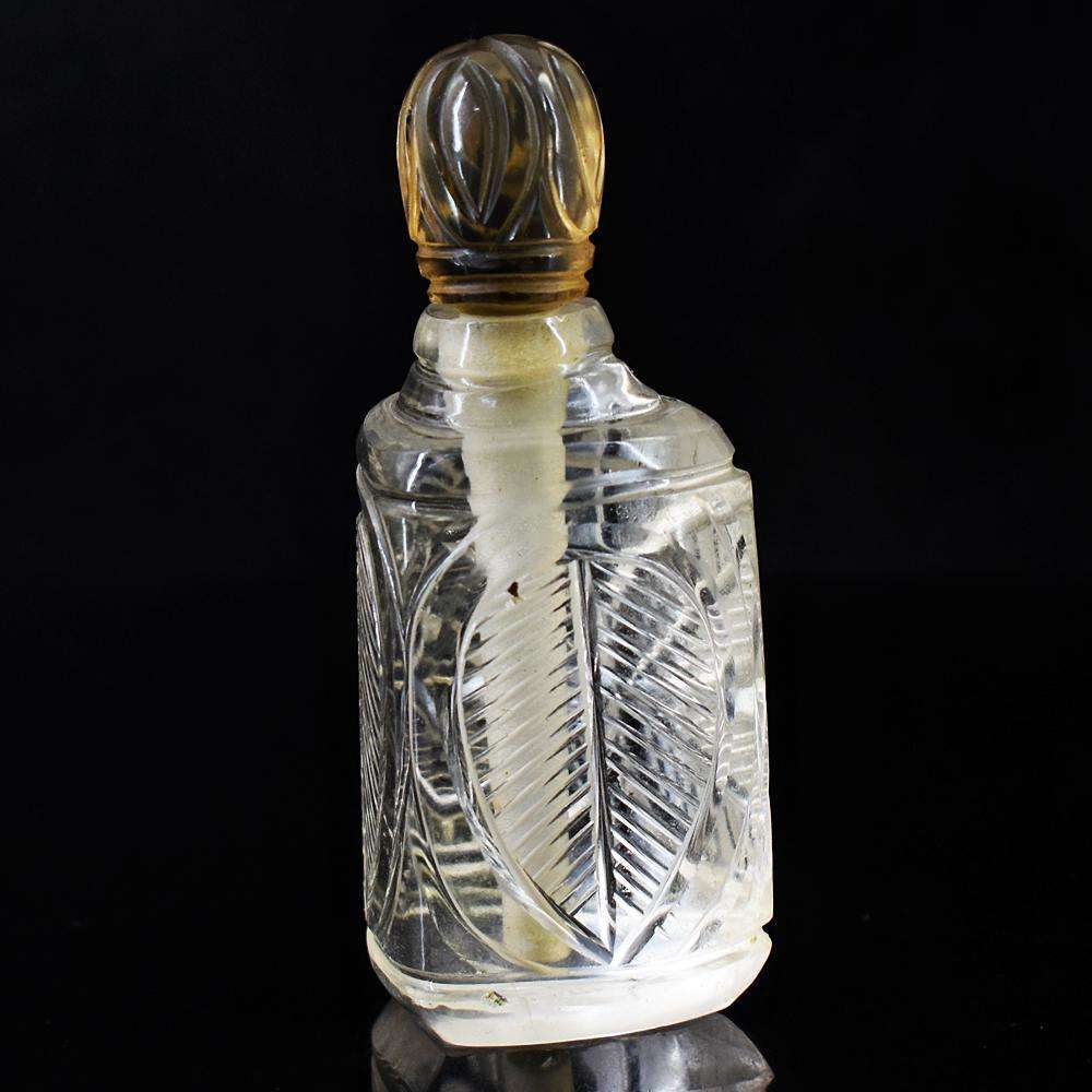 gemsmore:Amazing White Quartz Hand Carved Genuine Crystal Gemstone Carving Perfume Bottle