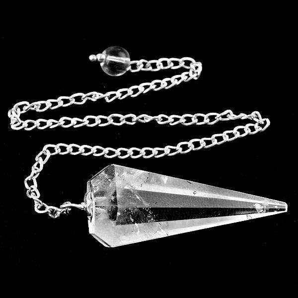 gemsmore:Amazing White Quartz Healing Point Pendulum