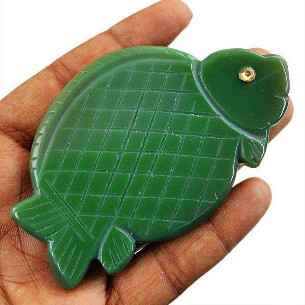 gemsmore:Amazingly Carved Green Onyx Gemstone Fish