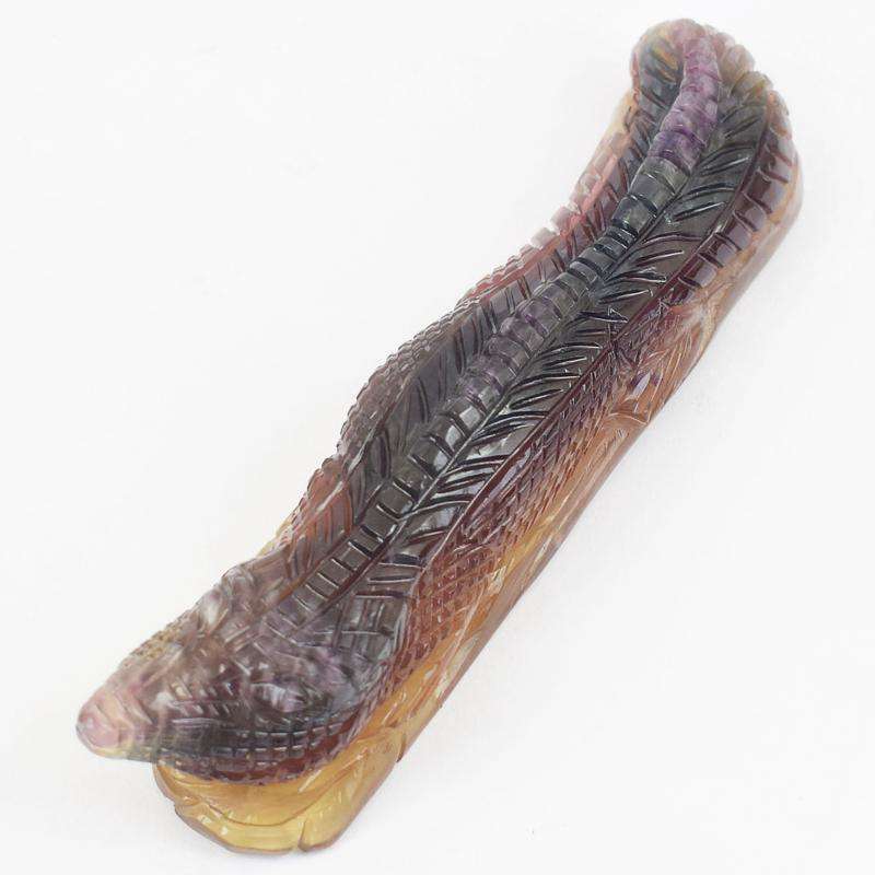 gemsmore:Amazingly Hand Carved Multicolor Fluorite Crocodile
