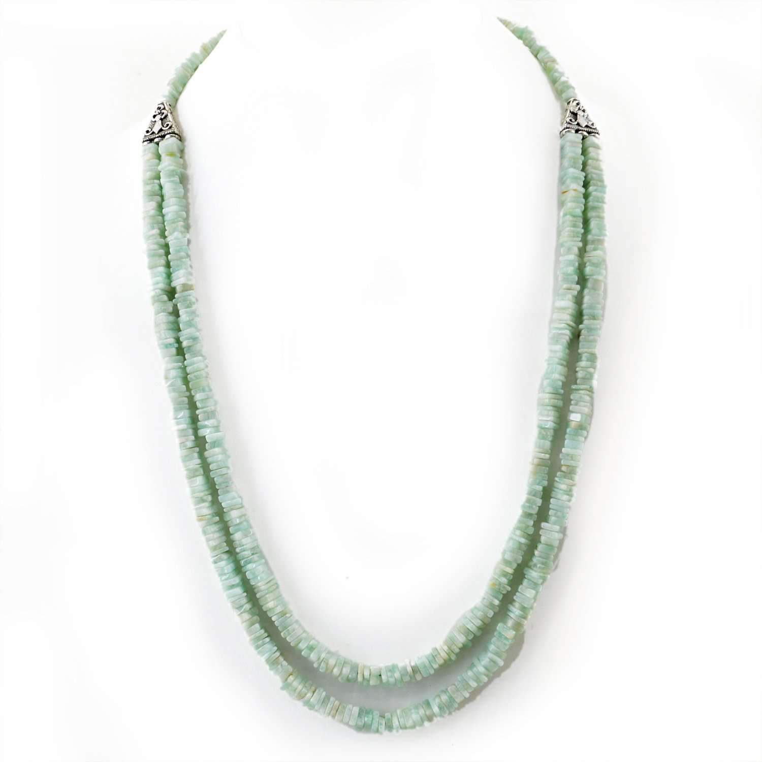 gemsmore:Amazonite Necklace Natural 2 Strand Genuine Beads - Best Quality