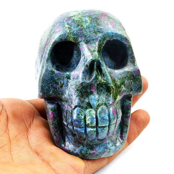 gemsmore:Amnazing Ruby Zoisite Carved Museum Size Skull