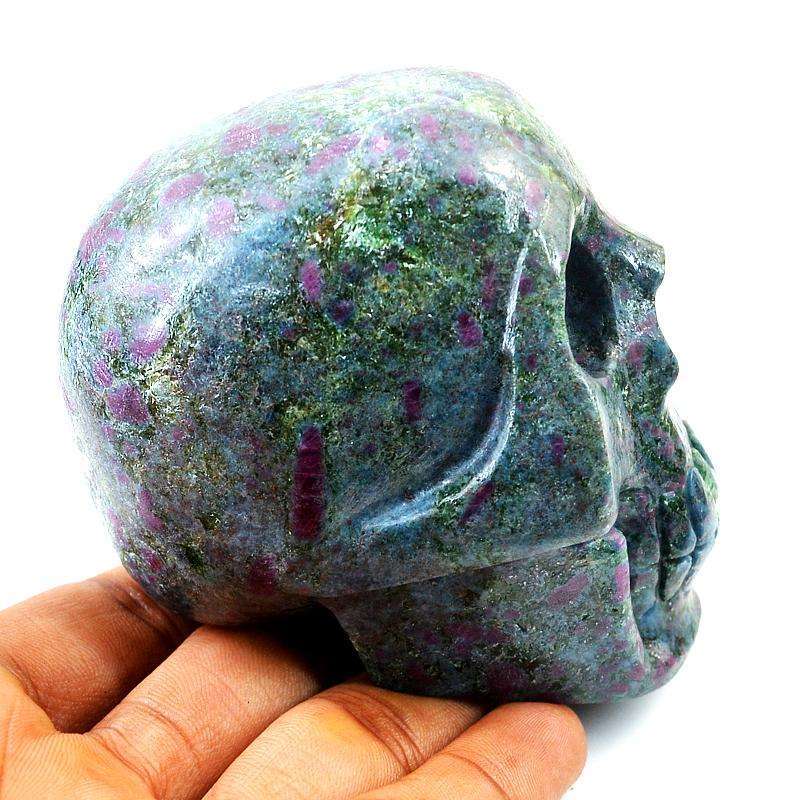 gemsmore:Amnazing Ruby Zoisite Carved Museum Size Skull
