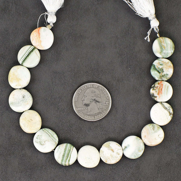 gemsmore:Artisian 08 Inches 120 Carats Genuine Green Opal Beads Strand