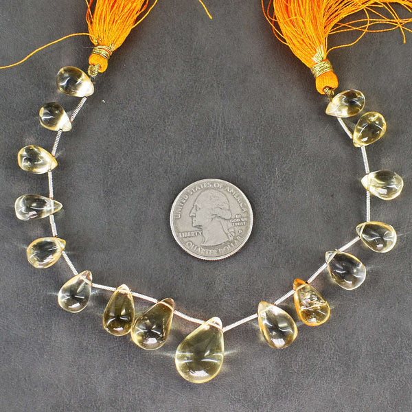 gemsmore:Artisian 123 Carats 07 Inches Genuine Yellow Citrine Beads Strand