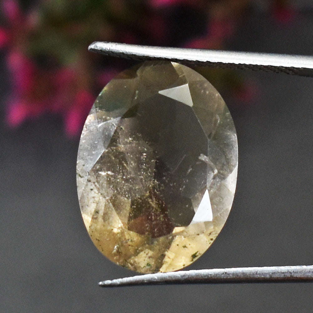 gemsmore:Artisian 15 Carats  Genuine Smoky Quartz Faceted Gemstone