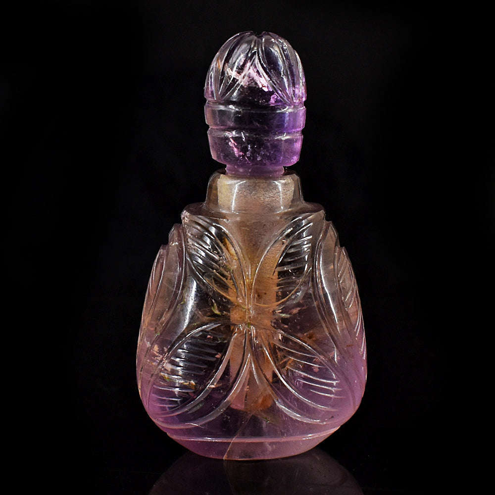 gemsmore:Artisian Amethyst  Hand Carved Genuine Crystal Gemstone Carving Perfume Bottle