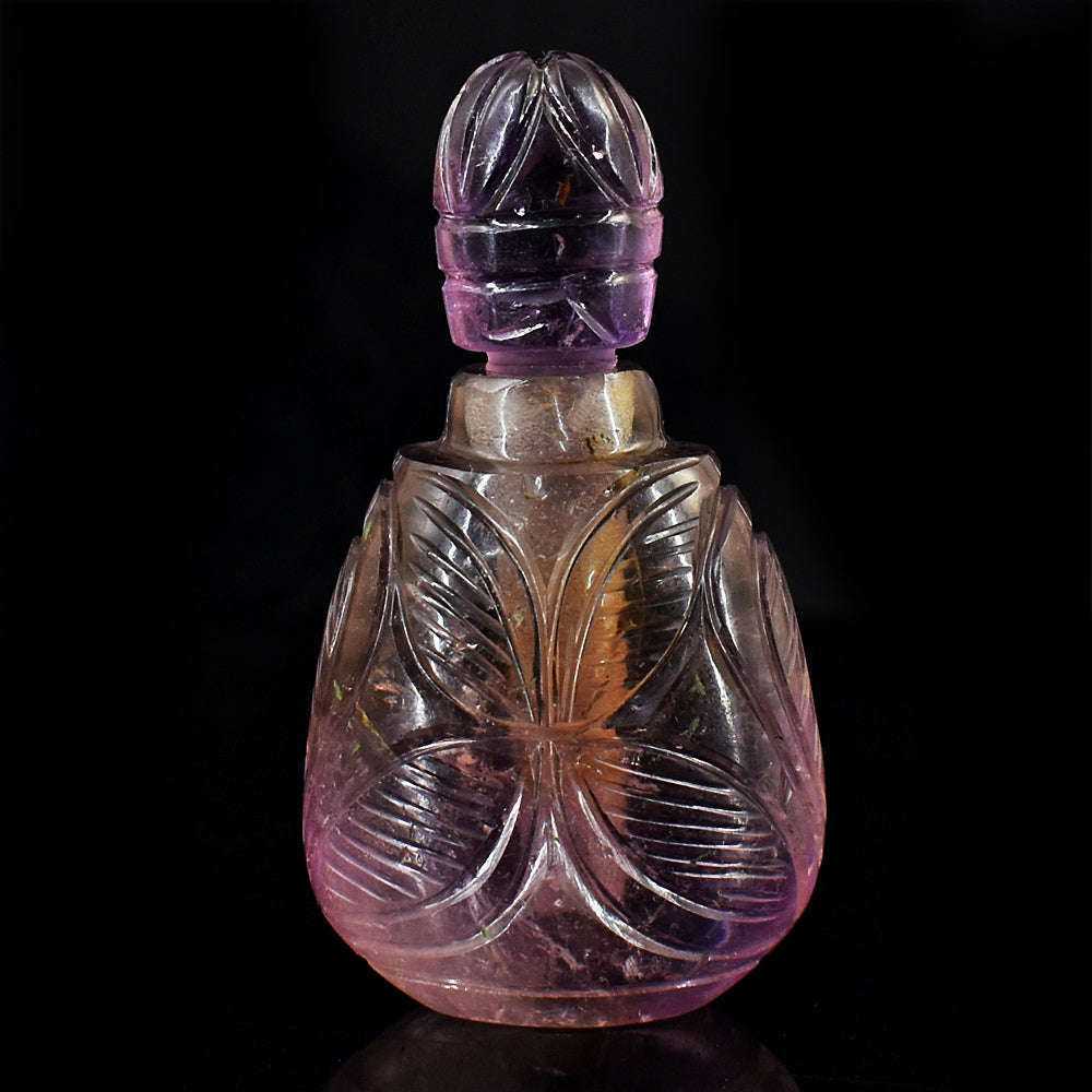 gemsmore:Artisian Amethyst  Hand Carved Genuine Crystal Gemstone Carving Perfume Bottle