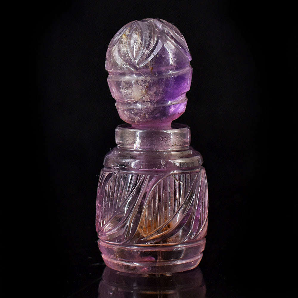 gemsmore:Artisian Amethyst Hand Carved Genuine Crystal Gemstone Carving Perfume Bottle
