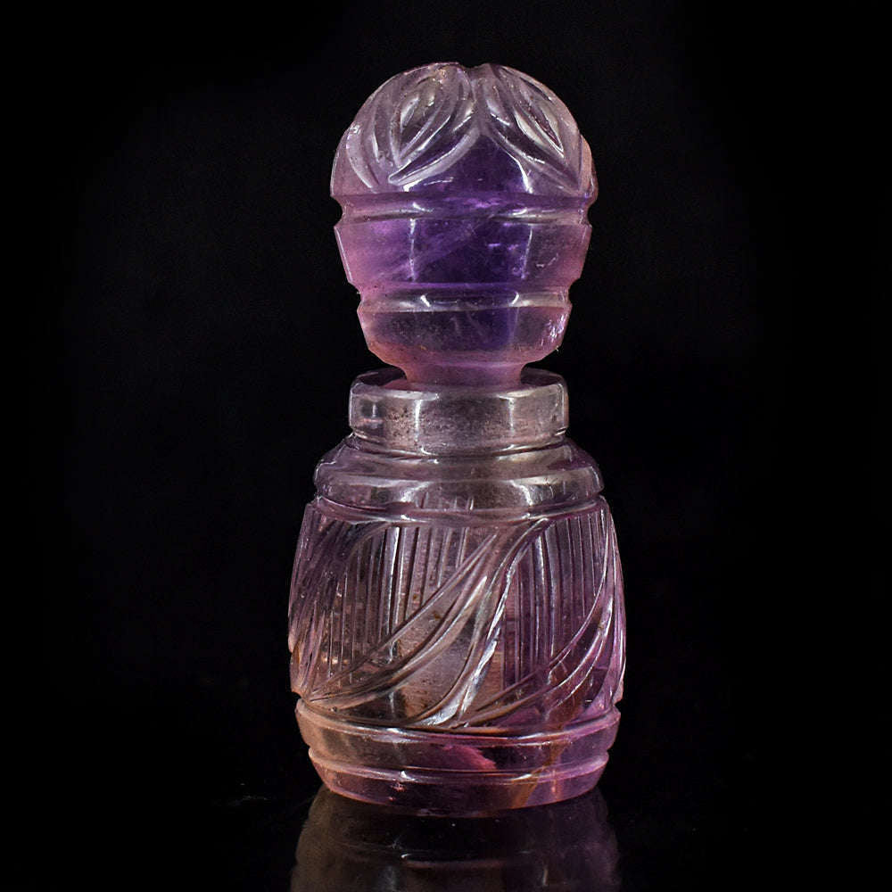 gemsmore:Artisian Amethyst Hand Carved Genuine Crystal Gemstone Carving Perfume Bottle