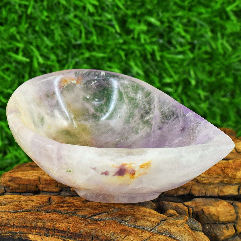 gemsmore:Artisian Ametrine Hand Carved Genuine Crystal Gemstone Carving Healing Oil Lamp