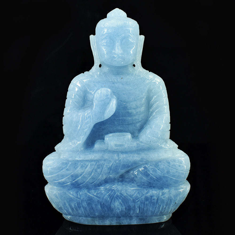 gemsmore:Artisian Angelite Hand Carved Genuine Crystal Gemstone Carving Lord Buddha