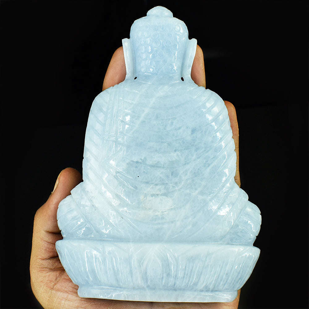 gemsmore:Artisian Angelite Hand Carved Genuine Crystal Gemstone Carving Lord Buddha